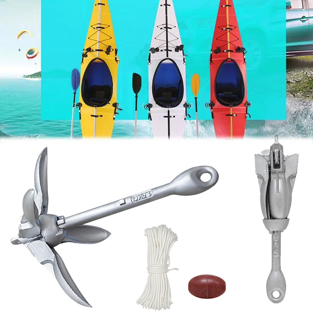 Fishing Kayak Anchor - สมอเรือคายัคแบบพับได้ น้ำหนัก 0.7/1.5 กิโลกรัม พร้อมเชือกเรือยาว 65