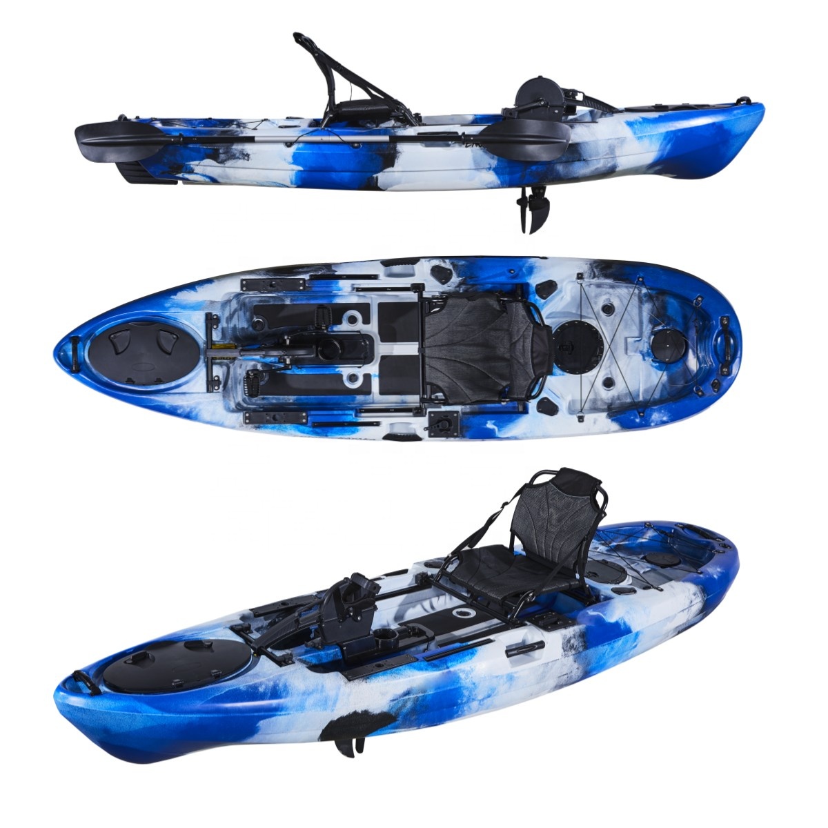Fishing Kayak Pedal Drive - เรือคายัคตกปลาแบบคลาสสิก 10FT เรือแคนูพลาสติกสําหรับการเล่นกลางแจ้งสําหรับผู้มาใหม่พร้อมระบบขับเคลื่อนแบบเหยียบและตัวเรือ