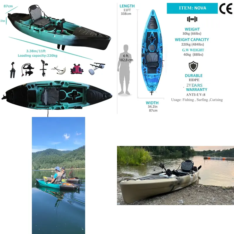 Fishing Kayak Sit In - เรือคายัคแบบมีครีบขับเคลื่อนด้วยมอเตอร์ไฟฟ้า ขนาด 11 ฟุต ทำจาก HDPE