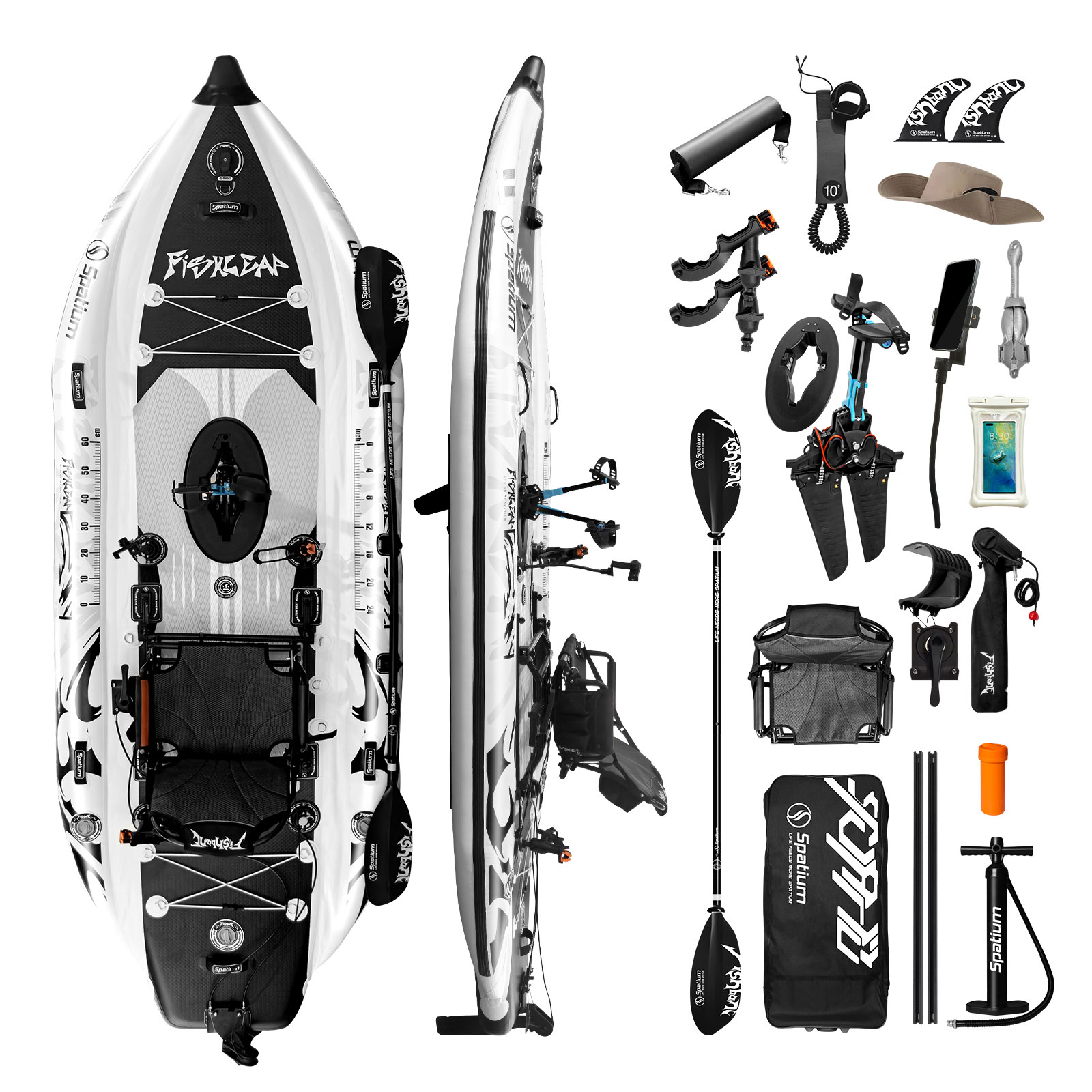 Fishing Kayak Seat - เรือคายัคเป่าลม Spatium 11.5 ฟุต พร้อมมอเตอร์และแป้นเหยียบแบบ Flipper