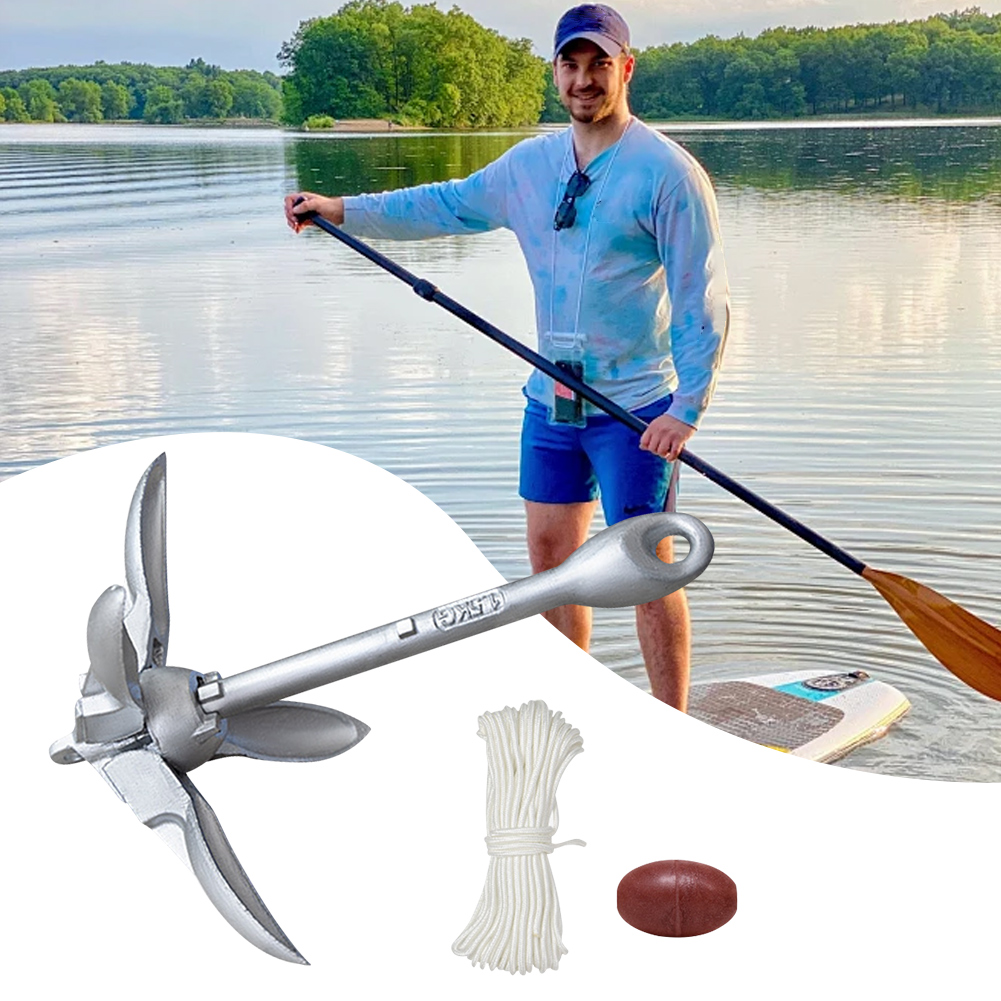 Fishing Kayak Anchor - สมอกราปเนล 0.7/1.5 กก. พร้อมเชือกมารีน 65 ฟุต